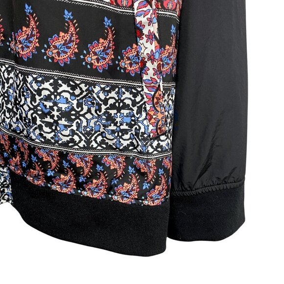 RAFAELLA Weekend Jacket Size Large Black Boho Print Zip Front Bomber Sportswear - Picture 9 of 10